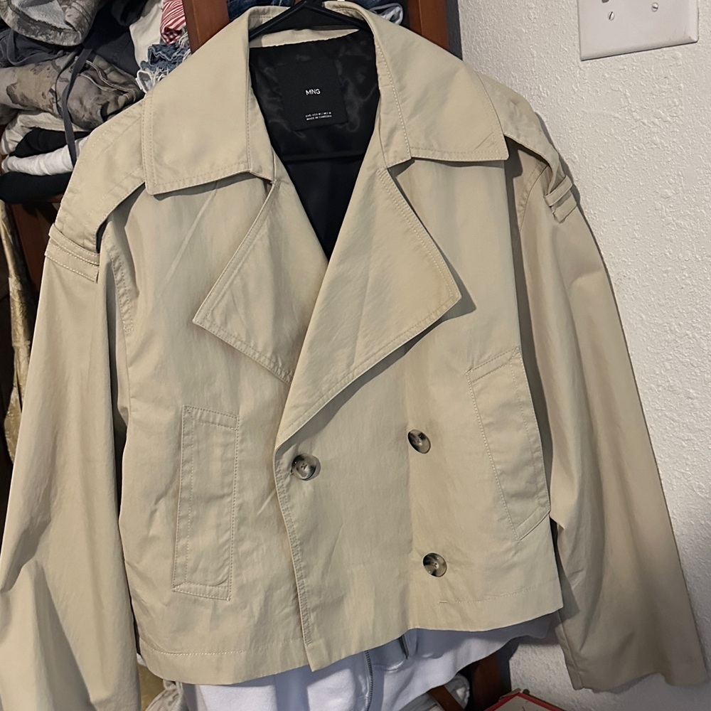 Mango Beige Double-Breasted Trench Coat